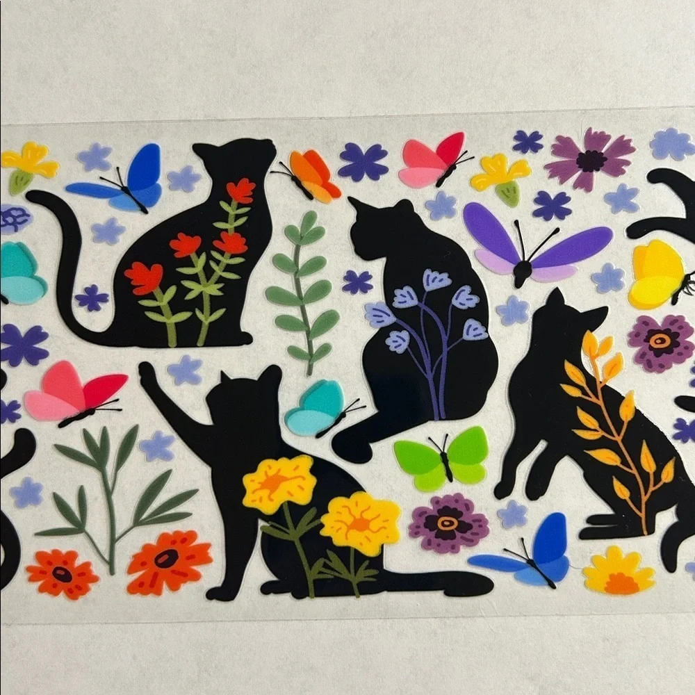 Floral Cats Cup Decal (72)